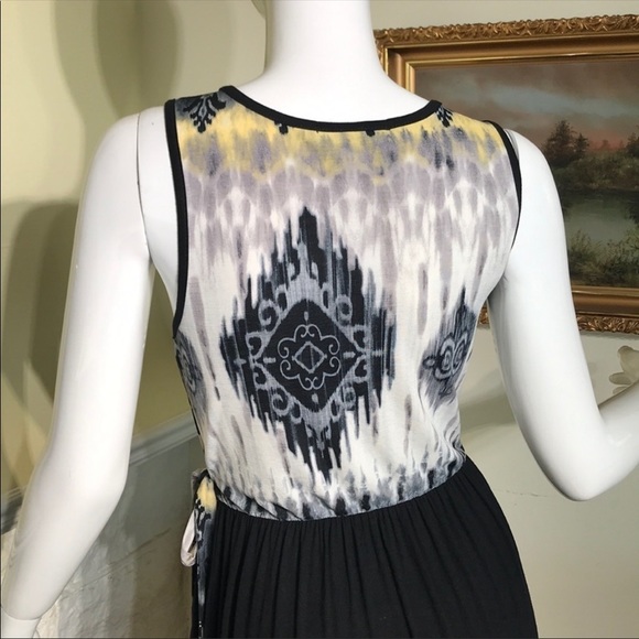 Sz Med⭐️NWT Chris and Carol Ikat Black & Grey Summer Maxi Dress - Picture 6 of 13